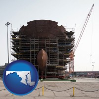 maryland map icon and a ship building project at a Polish shipyard