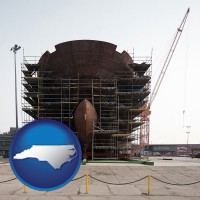 north-carolina map icon and a ship building project at a Polish shipyard