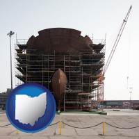 ohio map icon and a ship building project at a Polish shipyard