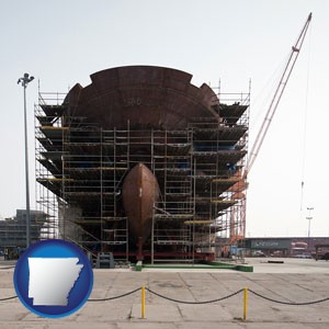 a ship building project at a Polish shipyard - with Arkansas icon
