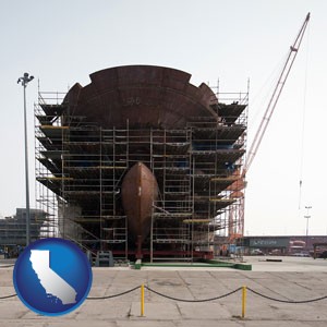 a ship building project at a Polish shipyard - with California icon