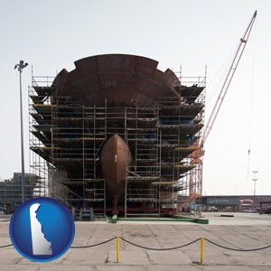 a ship building project at a Polish shipyard - with Delaware icon