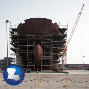 a ship building project at a Polish shipyard - with Louisiana icon