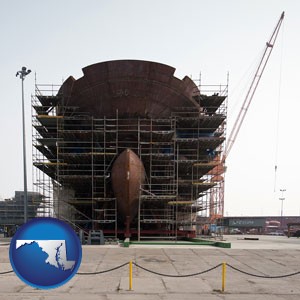 a ship building project at a Polish shipyard - with Maryland icon