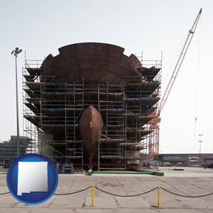 a ship building project at a Polish shipyard - with New Mexico icon