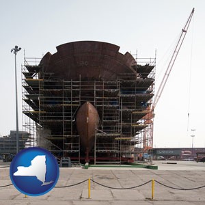 a ship building project at a Polish shipyard - with New York icon